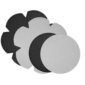 FabPatch FabPatch Repair Patches, Loisto – Glow, Reflectives: Medium 1+1 pc (7.4 x 7 cm silver/black flower), Mini 1+1 pc (⌀ 4.5 cm silver/black circle)