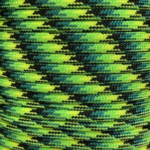 Paracord 550 Type III Nylon Cord, 38 colors, Gecko green yellow black (682)